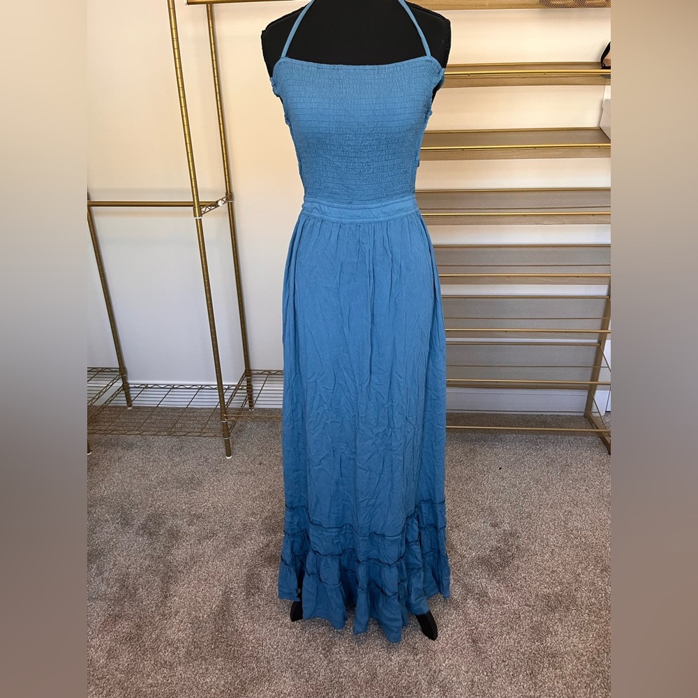 Blue Halter Maxi Dress